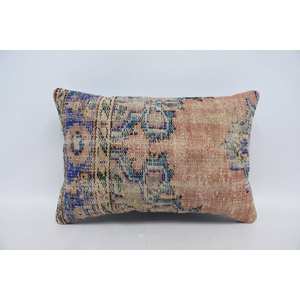 Kantha en laine à motif vintage bohème multicolore 16x24 pouces Coussin décoratif tissé Patchwork Design - Product Image 1