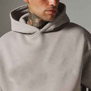 Sudadera con Capucha para Hombre, 100% Algodón, Invierno, Bordado 3D, Patrón Sólido, Antiarrugas, Tejido de Punto, Cuello con Capucha, Parte Delantera en Relieve - Product Image 3