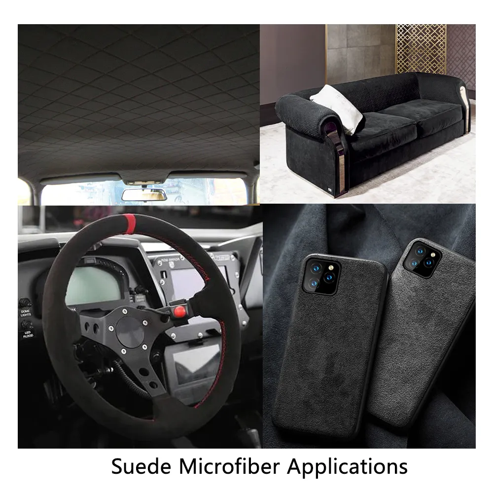 China Supplier Faux Leather Black Microfiber Suede Upholstery Fabric Suede Microfiber Leather