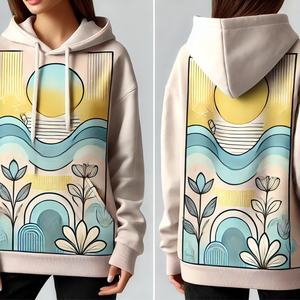 Por encargo 100% algodón pulóver Sudadera con capucha Floral bordado 3D impresión pantalones de chándal de alta calidad 500gsm térmico transpirable con cuentas - Product Image 3