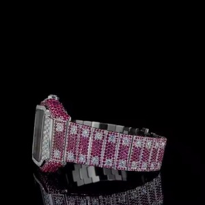 Montre de luxe de haute qualité avec boîtier carré en moissanite et cadran à chiffres romains pour hommes, disponible pour l'exportation, prix d'Inde - Product Image 2