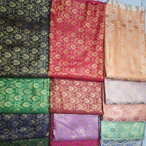Traditional Jacquard Brocade Fabric Woven Satin Fabric with Metallic Thread Accents for Banarasi Sarees, Lehengas, Jackets - Product Image 1