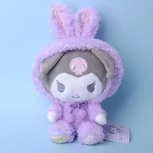 Sanrio boneka mewah keluarga untuk hadiah kostum kelinci Paskah Kuromi Melody Kitty Sanrio gantungan kunci mewah