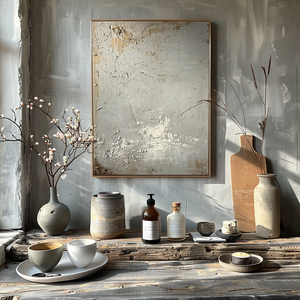 Abstracto gris blanco texturizado Wabi-Sabi Alta Resolución personalizable arte Digital Reino flotante blanco para la decoración de la sala de estar - Product Image 6