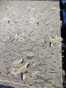 3D Floral Hand Embroidered Net Fabric <b>Beads</b> Sequins Crystal Center <b>for</b> Girls' Accessories Cross Style Weft Woven - Product Image 4