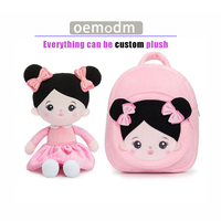 Sac à dos d'école en peluche personnalisé à faible MOQ avec poupée en peluche pour filles