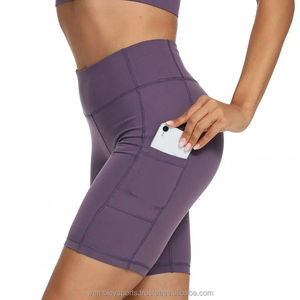 Pantalones cortos de motociclista para mujer, pantalones cortos de algodón de cintura alta para entrenamiento con Control de barriga para mujer, pantalones cortos de Yoga para gimnasio, suministro de entrenamiento al por mayor - Product Image 3