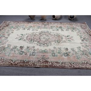 5.7x9.4 ft Turkish Rug, <b>Brown</b> Plants & trees Vintage Rug <b>Wool</b> - Product Image 3