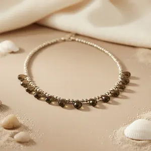 Women's Smoky Quartz Bead Necklace Elegant <b>Crystal</b> Gemstone Necklace - Product Image 1