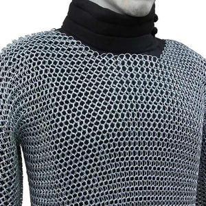 Chemise en cotte de mailles médiévale de haute qualité avec capuche en aluminium 10mm Butted Ring Armour Set Reenactment Fair Sca Party Prix de gros - Product Image 2