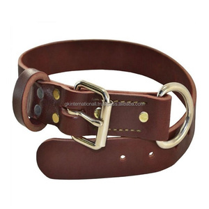 Collier de chien en cuir véritable noir ou marron à double couche robuste pour animaux de toutes tailles avec quincaillerie réglable en acier inoxydable - Product Image 4