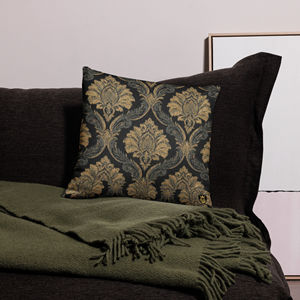 Legacy Luxe Baroque Noir Seat Cushion & <b>Pillow</b> Elegant Baroque Style in <b>Black</b> - Product Image 1