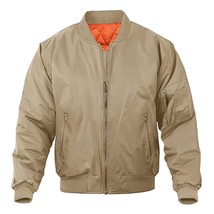 High Quality Premium Custom <b>Men's</b> Casual Bomber <b>Jackets</b> for Autumn/Winter Solid Color Canvas Reversible Embroidery Decoration - Product Image 1