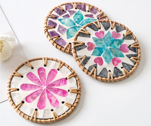 Strong rattan mother of pearl cup <b>mat</b> coaster <b>place</b> <b>mat</b> Vietnam manufacturer for bulk orders in hospitality catering industries - Product Image 5