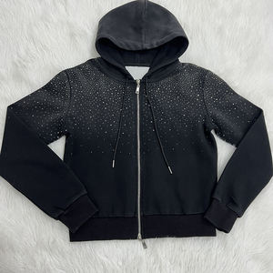 Logo personnalisé Vente en gros Ensemble de survêtements deux pièces Sweat à capuche avec poche zippée décoré avec des strass Jogging Bling Survêtement pour hommes - Product Image 3