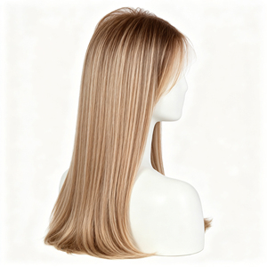 Peluca recta transparente con frente de encaje para mujer, peluca sintética marrón claro, línea de cabello natural, uso diario - Product Image 1