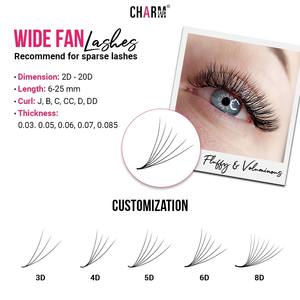 CharmLash vente en gros de ventilateurs de volume préfabriqués à chaud fournitures de cils collés à la chaleur étiquette privée personnalisée fibre PBT coréenne longue naturelle 4-25mm - Product Image 4
