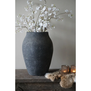 Jarrón de Terracota Mediano H60xb33.5, Gris Rústico, 33 cm de Diámetro, Decoración de Mesa India para Sala de Estar - Product Image 1