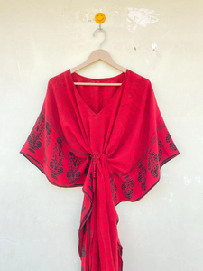 ชุดเดรสผ้าไหมโบฮีเมียนที่สวยงามสำหรับผู้หญิงทำด้วยมือผ้าไหมอินเดียส่าหรีคาฟตันขนาดฟรีสำหรับฤดูร้อนฤดูใบไม้ร่วงฤดูใบไม้ผลิสำหรับชุดนอน - Product Image 2