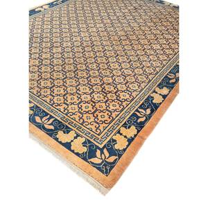 Alfombras de Lana Anudadas a Mano Aalam, Diseño Geométrico Kilim Rojo y Naranja, Rectangulares de 9x12, para Entrada del Hogar, Paem-1482 - Product Image 2