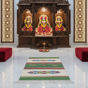 Tapis en coton tissé à la main, motif floral moderne, pelucheux, avec envers réversible, lavable en machine, pour pique-nique, maison, camping, voyage - Product Image 1