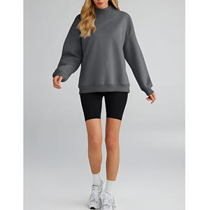 Best Selling Women's Solid Mock <b>Neck</b> Fleece Sweatshirt Quick Dry Casual Wear Lightweight Customized Logo Printing - Product Image 4