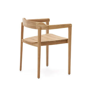 เก้าอี้รับประทานอาหารแขนทำจากกรอบไม้สักแข็งสีธรรมชาติและวัสดุที่มีคุณภาพสูงสำหรับการใช้งานในร่มและกลางแจ้ง - Product Image 3