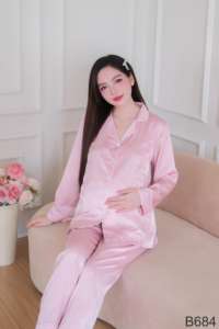 Cool Pearl Silk Maternity Clothing Set Soft Comfortable Long Length for Pregnant Women Model B684 - Product Image 6