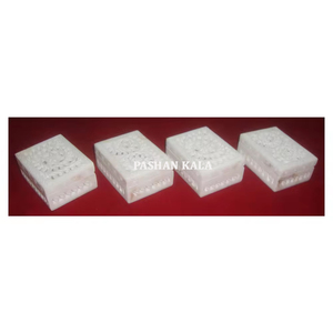 Preciosa piedra de mármol blanco puro hecha a mano con encantadoras incrustaciones de arte Floral, cajas de Chocolate con forma rectangular para regalo - Product Image 1