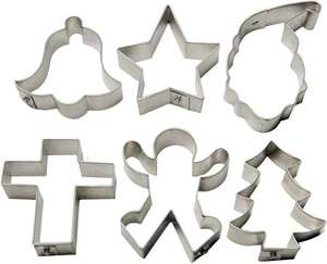 Ensemble de 18 emporte-pièces de Noël - 6 formes en acier inoxydable superposables (étoile, sapin, flocon de neige) - Moules de cuisson professionnels pour les fêtes - Product Image 1