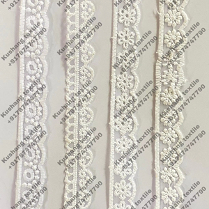 Borde de encaje bordado blanco indio para vestido y prendas de mujer tamaño personalizado ofertas al por mayor - Product Image 1