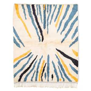 Handwoven Moroccan Vintage Wool Rug Beni Ourain Style with Geometric Design Modern Bohemia Style Washable <b>Carpet</b> From Mountains - Product Image 1