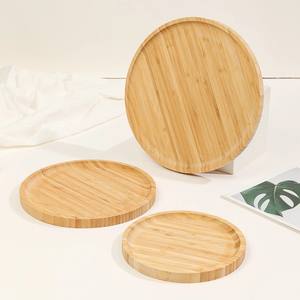 Ensemble d'assiettes rondes classiques assiettes à dîner en bois vaisselle en bois de bambou ensembles de vaisselle marque privée accepter - Product Image 1