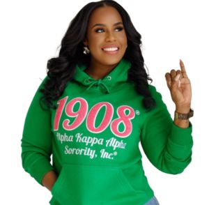 Sweats à capuche d'hiver pour fraternités et sororités, vert et rose, respirants, grande taille avec cordon de serrage, chauds et confortables - Product Image 1