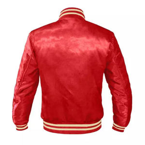 Chaqueta acolchada deportiva Retro para hombre, cortavientos Varsity de satén negro sólido, soporte de lana alta, cómoda, logotipo personalizado, luz de invierno - Product Image 6