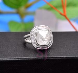 Venta caliente 925 plata esterlina hecho a mano anillo ajustable Natural crudo Herkimer diamante punta ajuste lujo Vintage boda - Product Image 3