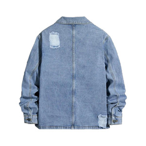 Veste en jean américaine rétro délavé déchiré pour hommes Printemps Automne Marque de mode Loose Cargo Fall Jeans Jacket pour hommes - Product Image 2