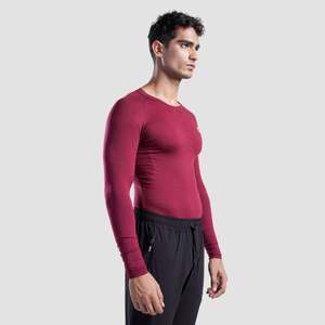 GA Fitness Apparel Slim Fit 2.0 Maroon Compression Long Sleeves - Product Image 3