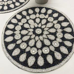 Indian Crafted Classic Style Beaded Coasters Custom Color Halloween Holiday Party Table Decoration Glass Mat <b>Placemat</b> - Product Image 2