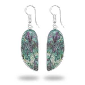 ต่างหูห้อยประดับพลอยรูบี้ฟูไซต์ทำมือ คุณภาพสูง วัสดุทองเหลืองชุบเงินแท้ เครื่องประดับชั้นดีสำหรับเธอ - Product Image 4