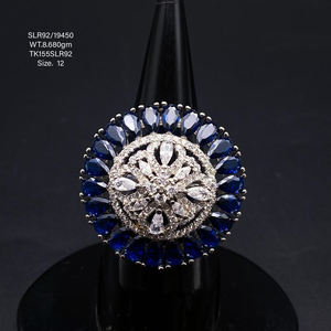 Anillo de joyería fina Anillos de banda de plata maciza Fabricación de circón azul Accesorios de joyería chapados en oro personalizados anillo Regalo de Navidad - Product Image 1