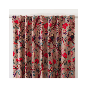 OEM Beige Geometric Printed <b>Velvet</b> Window <b>Curtain</b> Full Light Shading Insulated All-Season for Hotel Decor Private Label Indian - Product Image 3