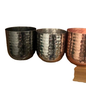 8oz Luxury Stainless Steel Hammered Christmas Home <b>Decoration</b> Eco-friendly Candle Jar Gold Silver Candle Holder - Product Image 1
