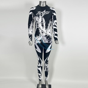 Female 2 Piece Rash Guard Custom Logos Sublimation Printing <b>Leggings</b> Short Rash Guard Set Long Sleeve <b>Swim</b> Tee & <b>Leggings</b> Sets - Product Image 2
