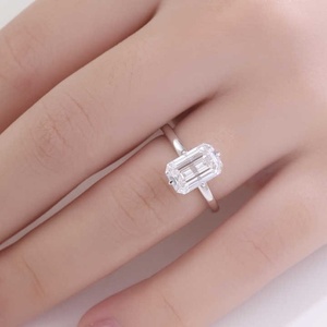 ลดกระหน่ำลดกระหน่ำขายส่ง2ct เพชรโมอิสเพชร Def มรกตแหวนแต่งงาน10/14/18 K แหวนทองผู้หญิงเครื่องประดับชั้นดี