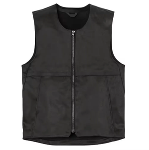 Haute qualité noir moto mode Codura gilet hommes gilet en cuir fermeture éclair avant - Product Image 5