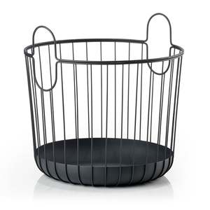 Handmade <b>Metal</b> Wire Kitchen & Laundry <b>Storage</b> <b>Basket</b> Black Powder Coating Factory Sale with Comfortable Handles - Product Image 1