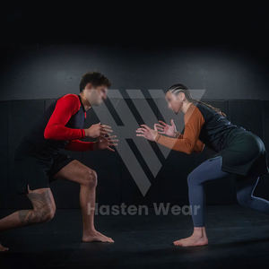 เสื้อกีฬาแขนแร็กแลนของผู้ชายเสื้อแร็กแลนเสื้อแร็ชการ์ดแบบระบายอากาศได้ดีสีพื้น - Product Image 6