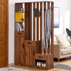 Meuble de rangement en bois massif pour salon, entrée, porte d'entrée, armoire à chaussures intégrée, style chinois, porte-manteau de couloir suspendu - Product Image 1