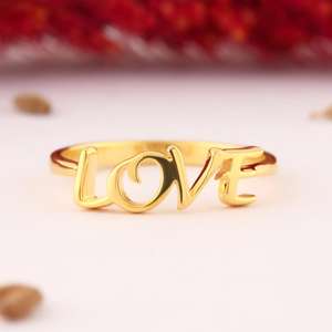 925 Sterling Silver Christian Minimalist 14K <b>Gold</b> Plated Customizable Love <b>Ring</b> Valentine's Day Jewelry Her Personalized Love - Product Image 1